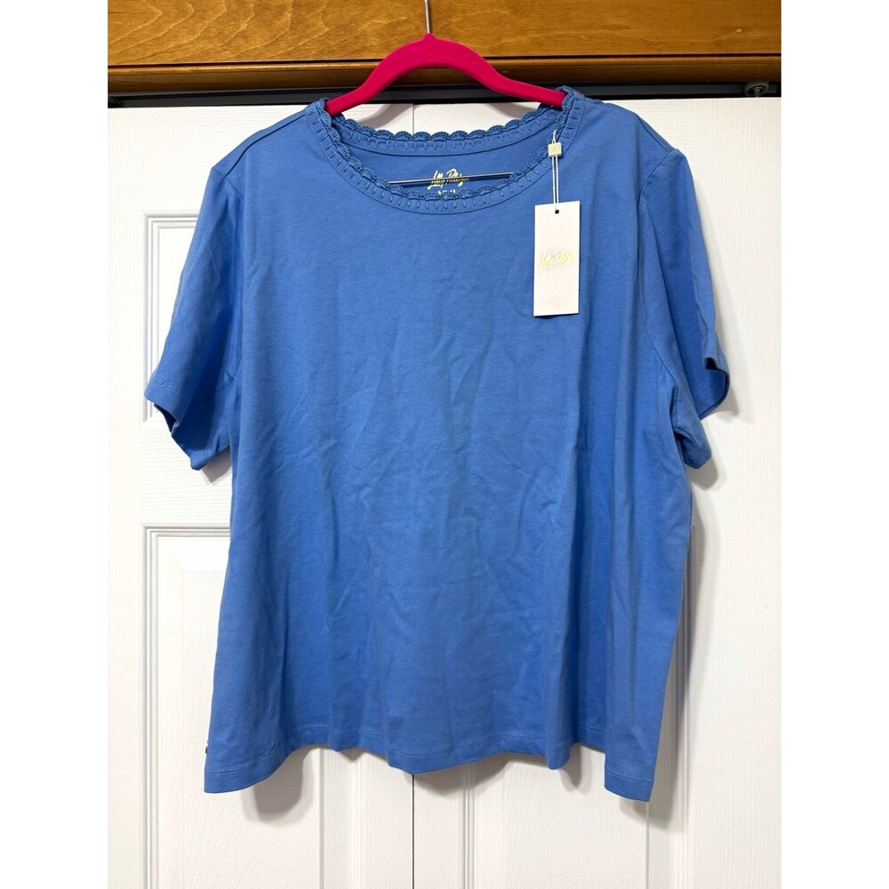 Lilly Pulitzer Clairmont Crochet Trim Tee – Sunwashed Blue – XXL – NWT